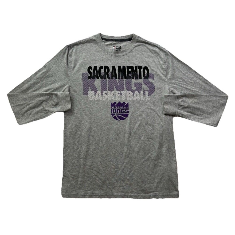 Ultra Game NBA Sacramento Kings Long Sleeve Shirt Mens Medium Gray Grey Sactown